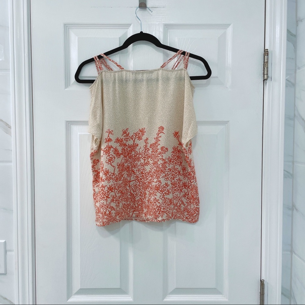 Zara floral cold shoulder blouse